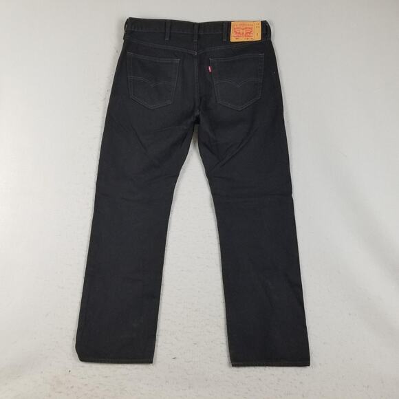 Levis 501 Jeans Mens 38x32 Black Straight Leg Button Fly Denim Classic Fit - Picture 5 of 14